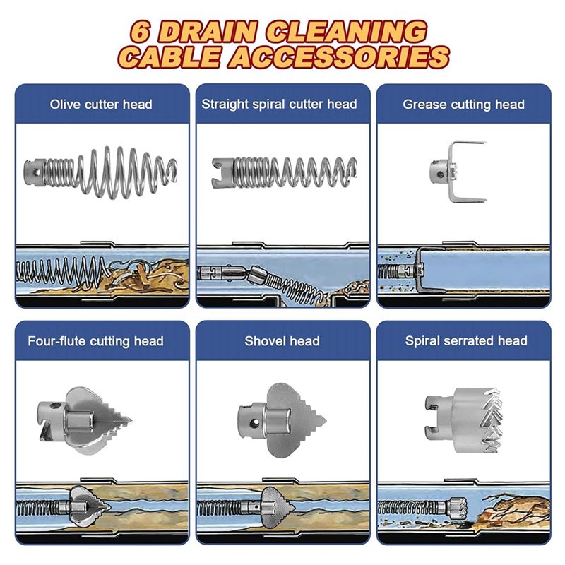 Drain Snake Flexible - Herramienta de desatascado de tuberías DT17,